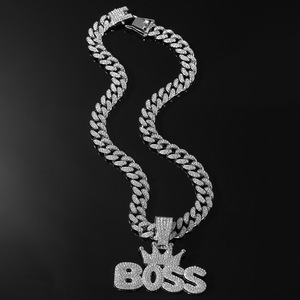 Nuevo Collar de Cadena Cubana Chapado en Oro y Plata Estilo Hiphop de Lujo Ligero para Hombre con Colgante de Aleación de Letra Corona, Joyería de Moda - Product Image 2