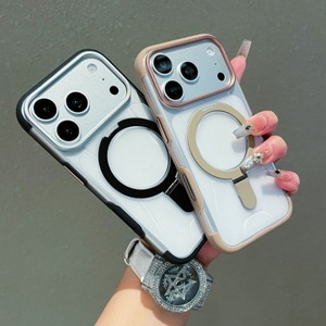 Senyork high quality TPU <b>PC</b> 2 IN 1 anti fall 360 magnetic holder transparent phone case for iPhone 15 16 17 pro max - Product Image 1