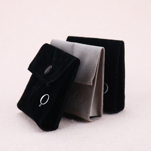 Black Luxury Jewelry <b>Gift</b> Packaging Pouch Soft Velvet <b>Gift</b> Bag Pouches with Snap Button Storage for Rings Necklace Bracelet - Product Image 2
