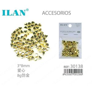 ILAN Cuori con strass 3x8mm placcati oro per artigianato e creazione di gioielli - Product Image 1