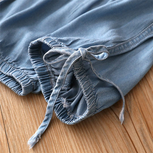 Jeans courts unis de haute qualité pour bébés filles, design de mode coréen, provenant du marché de la mode en Chine - Product Image 5