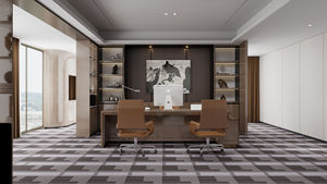 Dalles de moquette modernes et raffinées en nylon épais amovibles, couleur brun foncé gris avec texture de lignes multicolores pour salon - Product Image 4