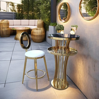 Table de bar à cocktails en acier inoxydable doré de haute qualité, design moderne pour hôtel, centre commercial, ferme, événements en plein air