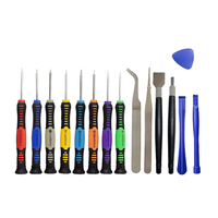 Kit d'outils de démontage de téléphone électrique multifonction 16-en-1 en plastique KT, tournevis de précision et pinces pour appareils Apple et Android