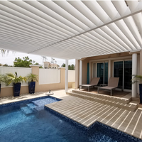 Pérgola de Aleación de Aluminio Personalizada, Sistema de Techo con Persianas Resistentes a la Lluvia, Horizontal, Moderna, Ignífuga, Certificada BS476
