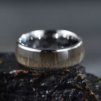 Gentdes Jewelry New Design Men Rings 8mm High Polished Comfort Fit Bird Eye Maple Inlay Tungstène Ring