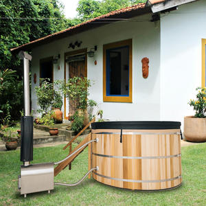 Design moderne Forme ronde Finlandais Extérieur Tonneau Bain à remous Spa Baignoire au feu de <span class=keywords><strong>bois</strong></span> pour jardin - Product Image 1