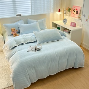 Thickened Milk <strong>Fleece</strong> Four-Piece Bedding Set, Coral <strong>Fleece</strong> <strong>Single</strong> <strong>Duvet</strong> <strong>Cover</strong>, Double-Sided <strong>Fleece</strong> Bedding for Winter - Product Image 2