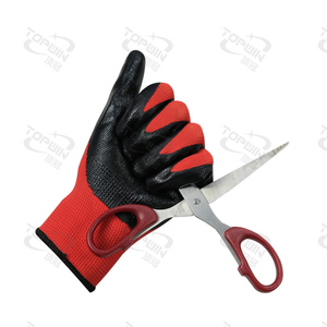 Custom Construction Work <strong>Gloves</strong> Red Polyester Nylon Black Nitrile Coating Anti-Slip Knitted Industrial Safety <strong>Gloves</strong> - Product Image 6