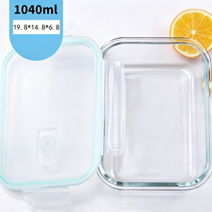 Conteneur alimentaire en verre à clipser de 1040 ml avec couvercle |   Boîte à lunch hermétique pour la préparation des repas, compatible micro-ondes, pour le rangement dans la cuisine - Product Image 3