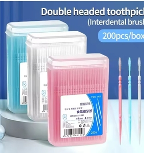 Brosse à dents jetable en plastique de 200 pièces pour usage domestique, nettoyage interdentaire, fil dentaire, emballé en boîte - Product Image 2