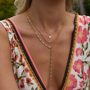 Collar Gemnel <span class=keywords><strong>Miramar</strong></span> Lariat, Cadena Chapada en Oro de Plata 925 con Colgante y Detalles de Circonita Cúbica Genuina para Uso Diario - Product Image 2