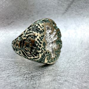Custom Design Skull <b>Ring</b> for Men Gothic Gold <b>Ring</b> with Vine Pattern and Hand Engraving Fashion Punk Rock <b>Statement</b> Jewelry - Product Image 1