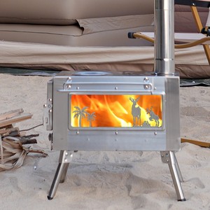 Estufa de Leña Plegable Portátil Yancan, Estufa de Calefacción para Acampar al Aire Libre de Acero Inoxidable, para 3-5 Personas, Funcionamiento Manual - Product Image 2