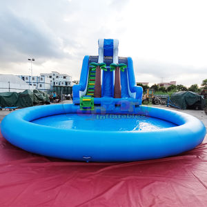 Castillo inflable comercial para jardín con tobogán acuático de doble carril y gran piscina para niños - Product Image 1