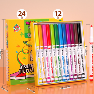 Set di 12 Pennarelli Artistici Sipa DC008-12 per Bambini, Sottili, Lavabili, per Pittura Scolastica - Product Image 1