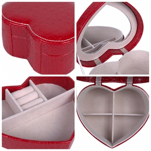 Custom Girl Pu Leather Travel <strong>Jewelry</strong> Case Portable <strong>Heart</strong> <strong>Shape</strong> Jewellery Storage <strong>Boxes</strong> - Product Image 5