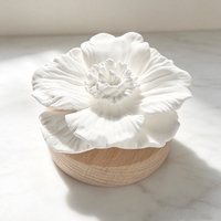 Diffuseur de parfum en bois avec pierre aromatique en porcelaine et fleur en céramique, fait main, pour la maison, parfum d'ambiance, huile essentielle, désodorisant