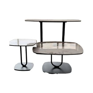 Mesa de Centro Moderna Decorativa en Oferta con Tapa de Vidrio Templado de 6+6MM, Muebles para Sala de Estar, Juego de Mesa de Comedor - Product Image 1