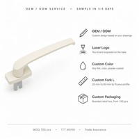 Poignée espagnolette ovale en aluminium pour fenêtre, ouverture extérieure, base 31x66mm, quatre trous de fixation, broche à fourche 20, chambre, salle de bain, hôtel