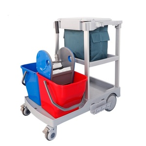 <span class=keywords><strong>Berserk</strong></span> Hotel Room Limpieza de limpieza Carrito Herramienta de servicio de plástico Carrito de conserje con ruedas - Product Image 1