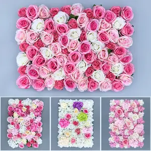 웨딩 장식 가짜 mur 드 fleur 붉은 꽃 벽 패널 3D 롤 천 레드 인공 실크 장미 꽃 벽 배경