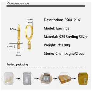 แฟชั่นเครื่องประดับS925 เงินทัวร์มาลีนHoop Zircon Charms Hoopต่างหูStuds DIY Birthstoneเดือนเครื่องประดับปรับแต่ง