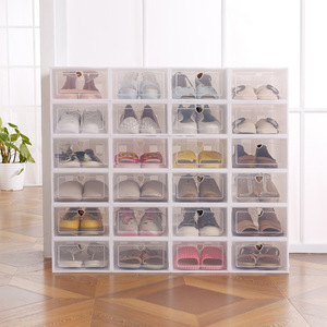 Transparent <b>Plastic</b> Stackable Shoe Box <b>Drawer</b> Type Heart Shaped Design Household <b>Storage</b> Organizer For Shoes - Product Image 1