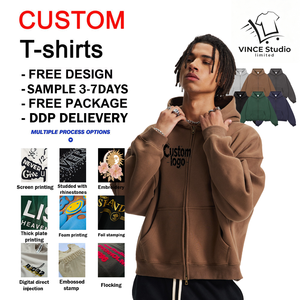 Sudadera con capucha de algodón grueso de alta calidad, cómoda, lisa, cálida, con cierre de cremallera, tela súper suave para hombre - Product Image 2