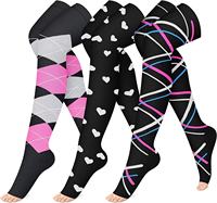 Chaussettes de Compression à bout ouvert pour femmes hommes cuisse haute sur le soutien du genou pour la course voyage bas Logo Position équipage haut meilleur
