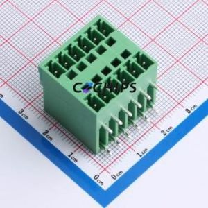 A381RH-6P0G36 Plug-in Terminal Block Bent Lead Through Hole,P=3.81mm Connector 2x6P 3.81mm Green 12P - Product Image 1