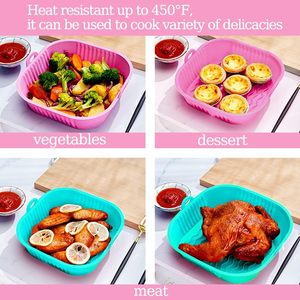 2026 nóng bán có thể gập lại tái sử dụng nồi chiên không khí giỏ cấp thực phẩm Lò an toàn Silicone nồi Nồi chiên không khí lót thảm khay nướng - Product Image 4