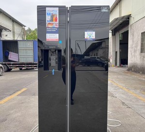 <span class=keywords><strong>Distributeur</strong></span> <span class=keywords><strong>d</strong></span>'<span class=keywords><strong>eau</strong></span> douce côte à côte à double porte de grande capacité Panneau en verre noir Réfrigérateur ménager électrique en acier inoxydable - Product Image 2