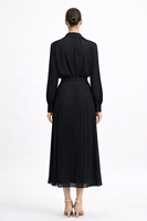 SHENGFU Design original, chemise à manches longues noire pour femmes, robe maxi plissée élégante, robe de bureau de luxe, robes midi personnalisées OEM