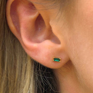 Ensemble de boucles d'oreilles clous en argent sterling S925 avec petit émeraude carrée - Product Image 6