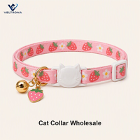 Collier pour chat mignon avec boucle de sécurité et breloque fraise, collier de sécurité pour chaton avec clochette pour petits chats, collier pour animaux de compagnie de 30 cm