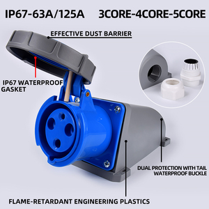 3pin công nghiệp cắm ổ cắm 2P E 220 240V IP67 Cee nối ổ cắm 3pin 63A 2P + E Phích Cắm Công Nghiệp 220-240V IP67 iec60309 - Product Image 5