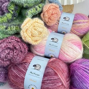 Trung bình dày Chenille sợi tay dệt kim móc áo len mũ khăn bó hoa búp bê chăn chủ đề thiết lập phần dài nhuộm đám mây bánh - Product Image 3