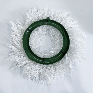White <b>Artificial</b> Juniper Wreath 60cm Wall Hanging Christmas Decoration PE Plastic Outdoor Indoor Use - Product Image 3