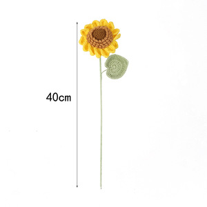 Fleur artificielle tournesol au crochet Kexiang, branche unique, jaune, polyester, décoration murale ou de bureau, cadeau pour la fête des enseignants - Product Image 5