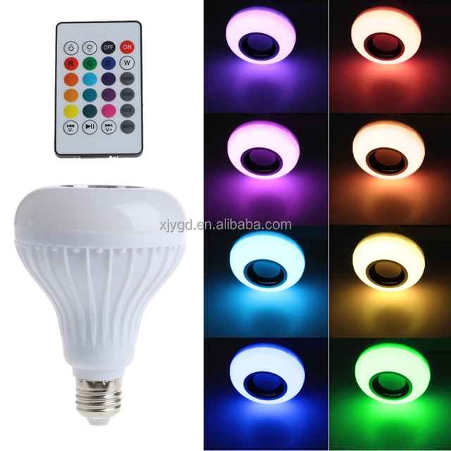 12W RGB LED E27 Speaker Bulb Color-Changing Music Lights with Remote for Home Decor and Party