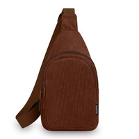 Sac de poitrine tendance coréen pour femme, sac bandoulière décontracté léger et minimaliste en velours côtelé, sac à bandoulière polyvalent pour étudiante