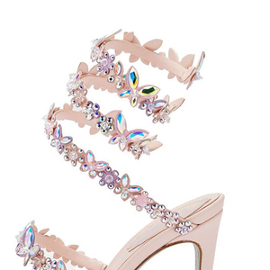 Sandales à talons hauts sexy pour femmes, avec strass colorés, à lanières croisées à la cheville, grande taille 46, style stiletto - Product Image 5