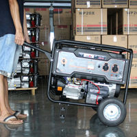 Générateur d'électricité à essence BISON CHINA BS6500 380V 5Kw OHV GX390 4 temps refroidi par air, réservoir de carburant de 25L, démarrage électrique/manuel, monophasé/triphasé