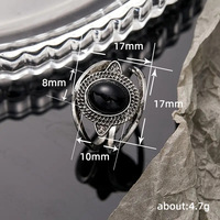 Kadınlar için Oval Kabaşon Bölünmüş Saplı Yüzük, 17mm, Beyaz Altın Kaplama Pirinç Vintage Boho, 2 Renk