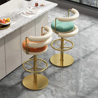 Tabouret de bar en or rose personnalisé chaise pivotante tabouret de bar de restaurant chaise de bar en acier inoxydable hauteur de comptoir de cuisine rotative à 360 degrés