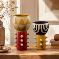 Vase en céramique moderne à motifs géométriques, vase décoratif coloré pour la table du salon, décoration de la maison