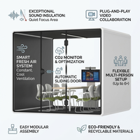 Cabina Acústica Modular Insonorizada para Reuniones, 35dB, para 6 Personas, con Ventilación y LED, para Salas de Espera de Aeropuertos y Espacios Abiertos