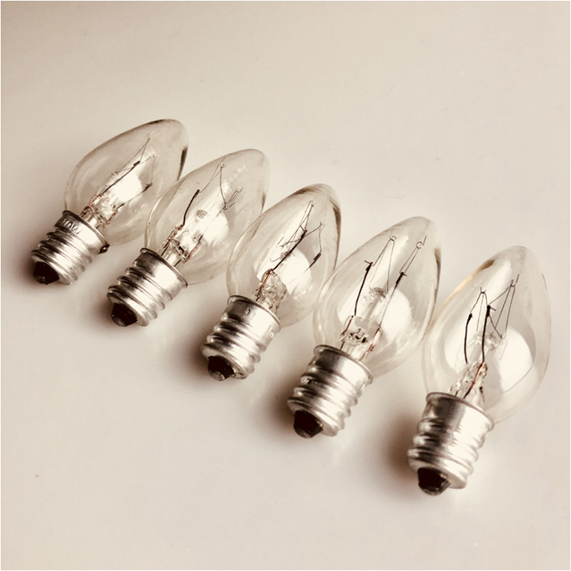 Hot Sale 120V 220V clear Night Light Bulb E12 E14 Salt Lamp Bulb 5W 7W 10W 15W Incandescent C7 Night Light Bulb