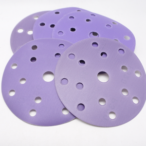 Giấy nhám tròn mài mòn bằng gốm 150mm, màu tím, có lớp màng phủ, có móc và vòng dán phía sau - Product Image 3